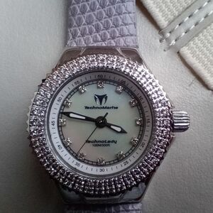 Silver and Purple Watch with Interchangeable Straps